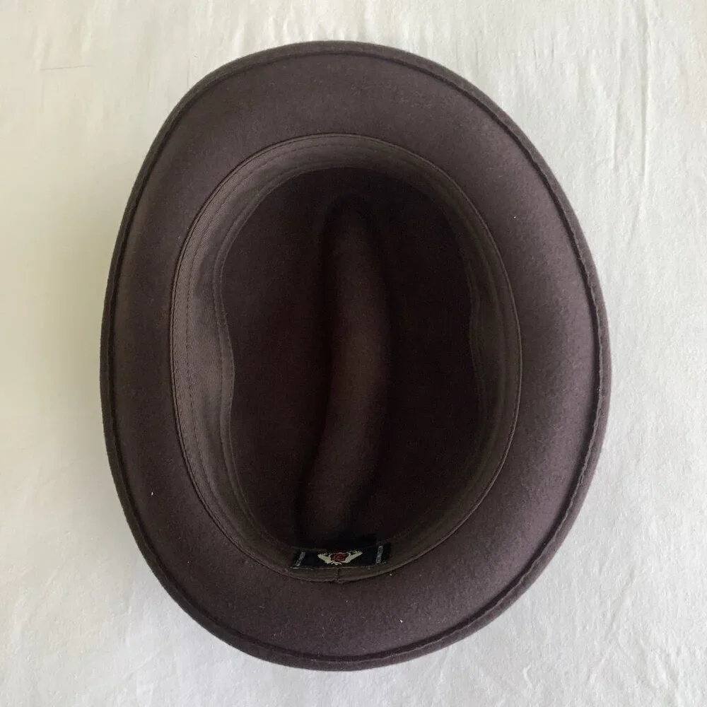 Jaxon Homburg Godfather Fedora Style Hat Men's 100% Wool Felt Dark Brown Large